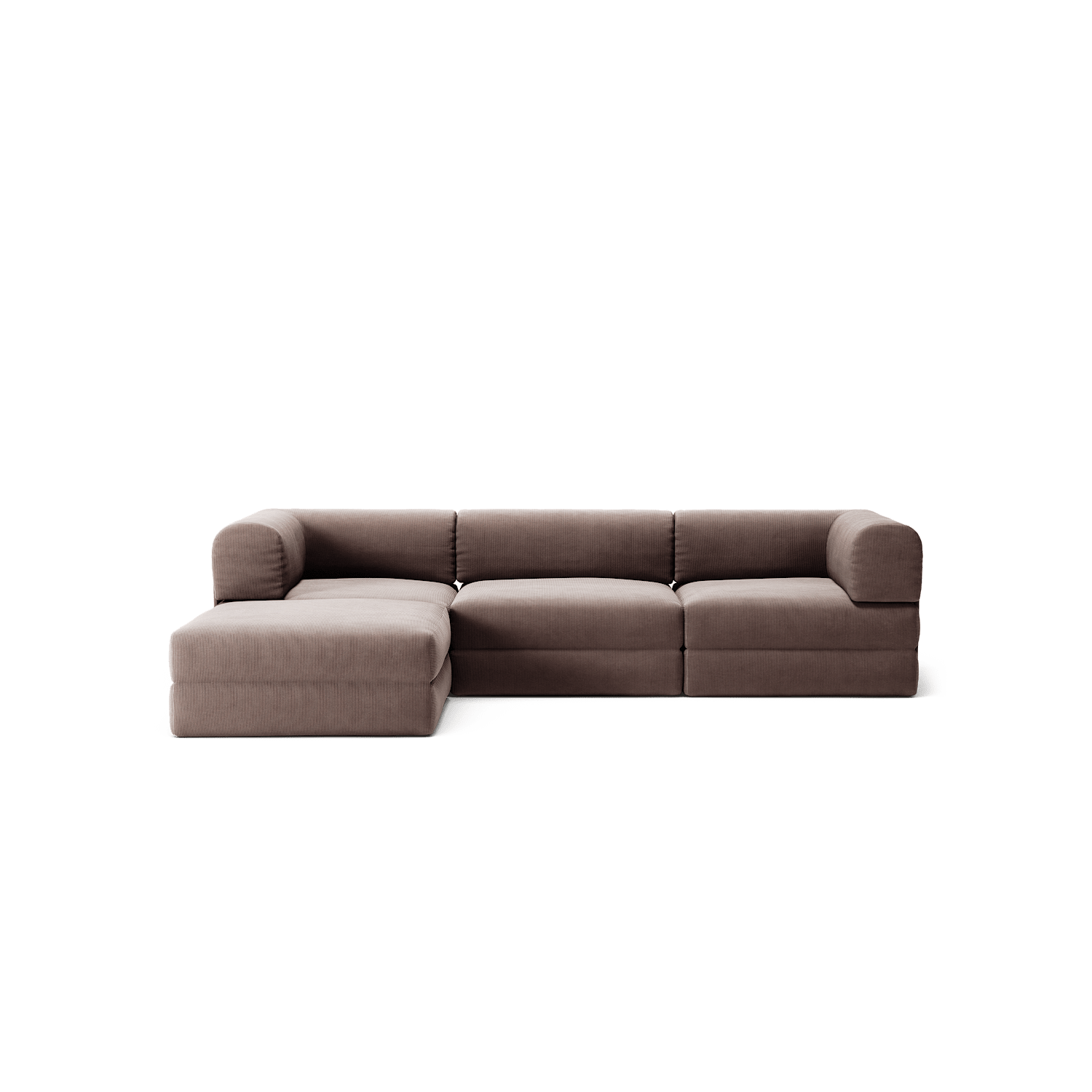 LUNA - 3 Seater with chaise lounge - Left - Corduroy Warm Brown