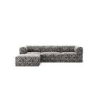 LUNA - 3 Seater with chaise lounge - Left - Chenille Jacquard Zebra Black White