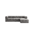 LUNA - 3 Seater with chaise lounge - Right - Chenille Jacquard Zebra Black White