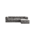 LUNA - 3 Seater with chaise lounge - Right - Chenille Jacquard Zebra Black White