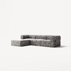 LUNA - 3 Seater with chaise lounge - Left - Chenille Jacquard Zebra Black White