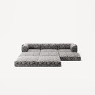 LUNA - 3 Seater with chaise lounge - Left - Chenille Jacquard Zebra Black White