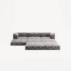 LUNA - 3 Seater with chaise lounge - Right - Chenille Jacquard Zebra Black White