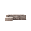 LUNA - 3 Seater with chaise lounge - Left - Chenille Jacquard Zebra Brown White