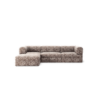 LUNA - 3 Seater with chaise lounge - Left - Chenille Jacquard Zebra Brown White