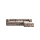 LUNA - 3 Seater with chaise lounge - Right - Chenille Jacquard Zebra Brown White