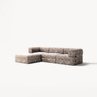 LUNA - 3 Seater with chaise lounge - Left - Chenille Jacquard Zebra Brown White