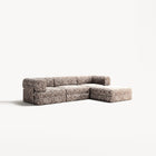 LUNA - 3 Seater with chaise lounge - Right - Chenille Jacquard Zebra Brown White