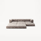 LUNA - 3 Seater with chaise lounge - Left - Chenille Jacquard Zebra Brown White