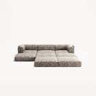 LUNA - 3 Seater with chaise lounge - Right - Chenille Jacquard Zebra Brown White