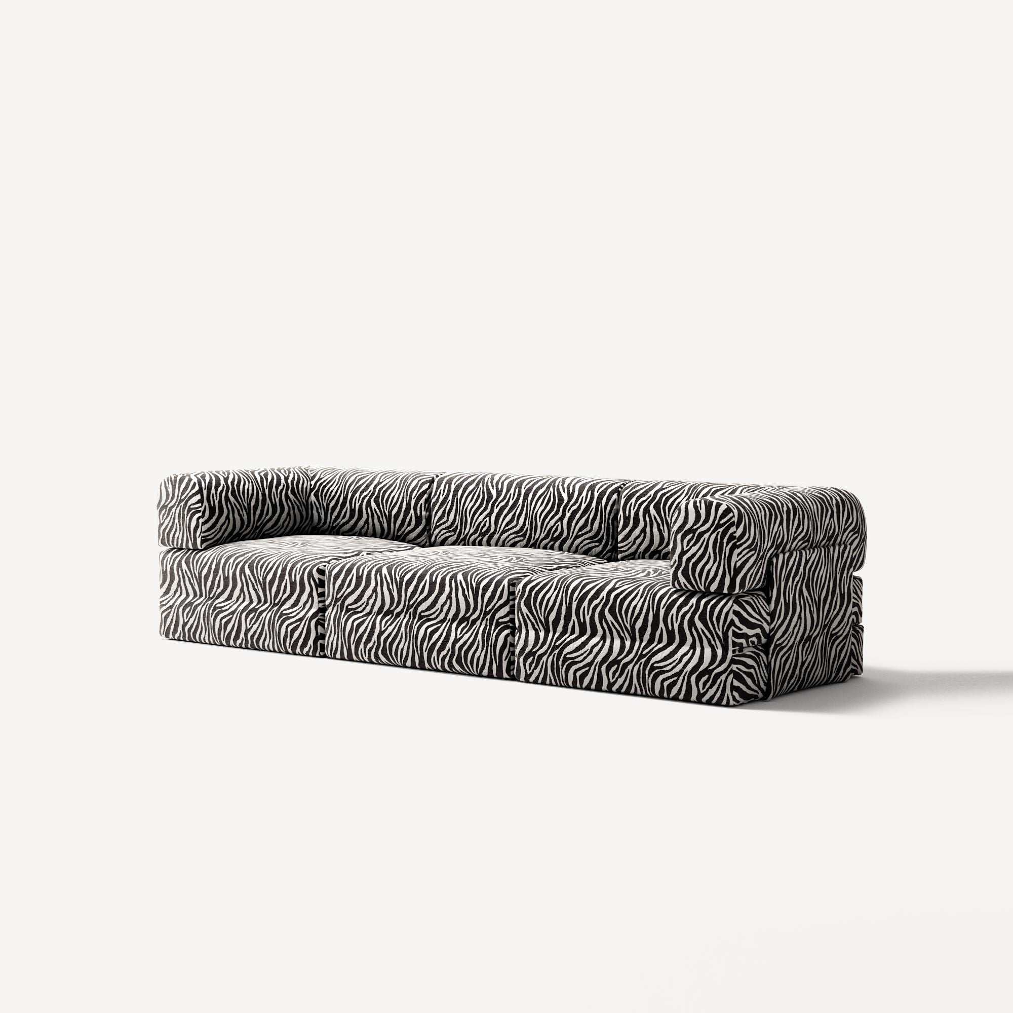 LUNA - 3 Seat - Chenille Jacquard Zebra Black White