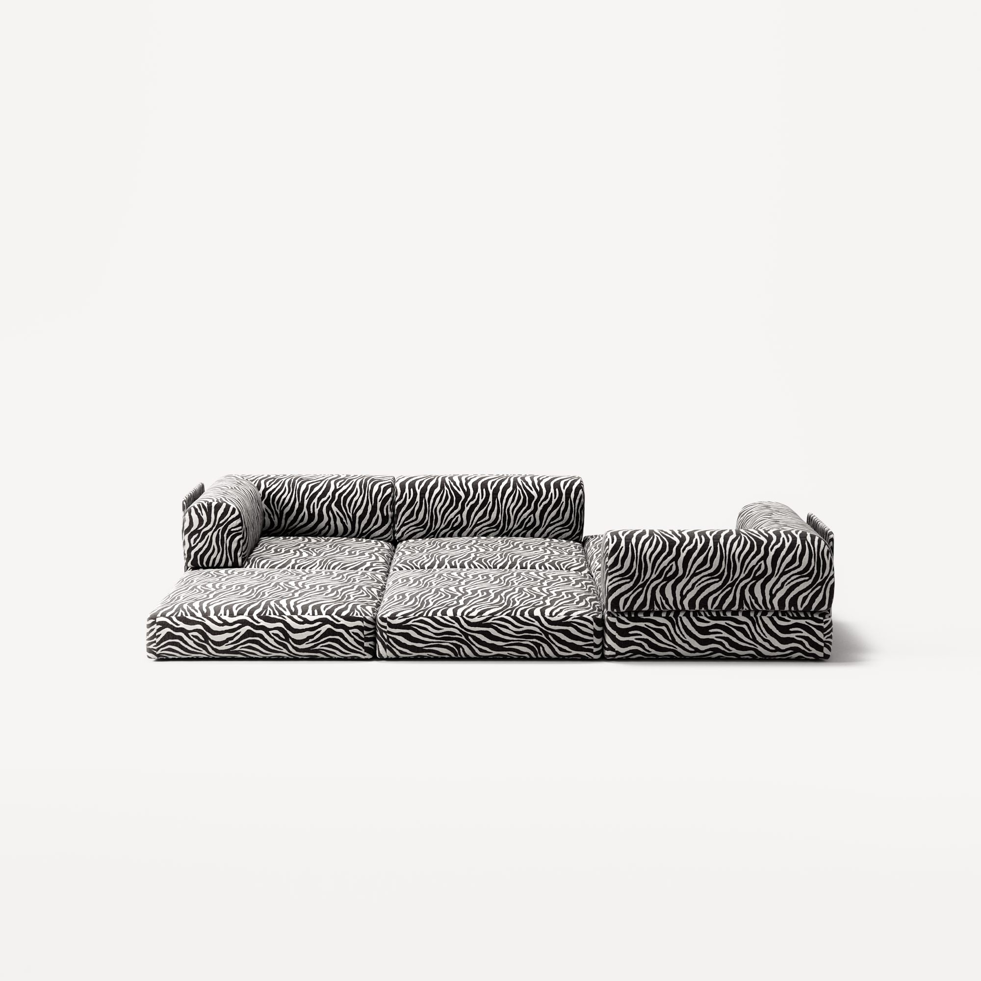 LUNA - 3 Seat - Chenille Jacquard Zebra Black White
