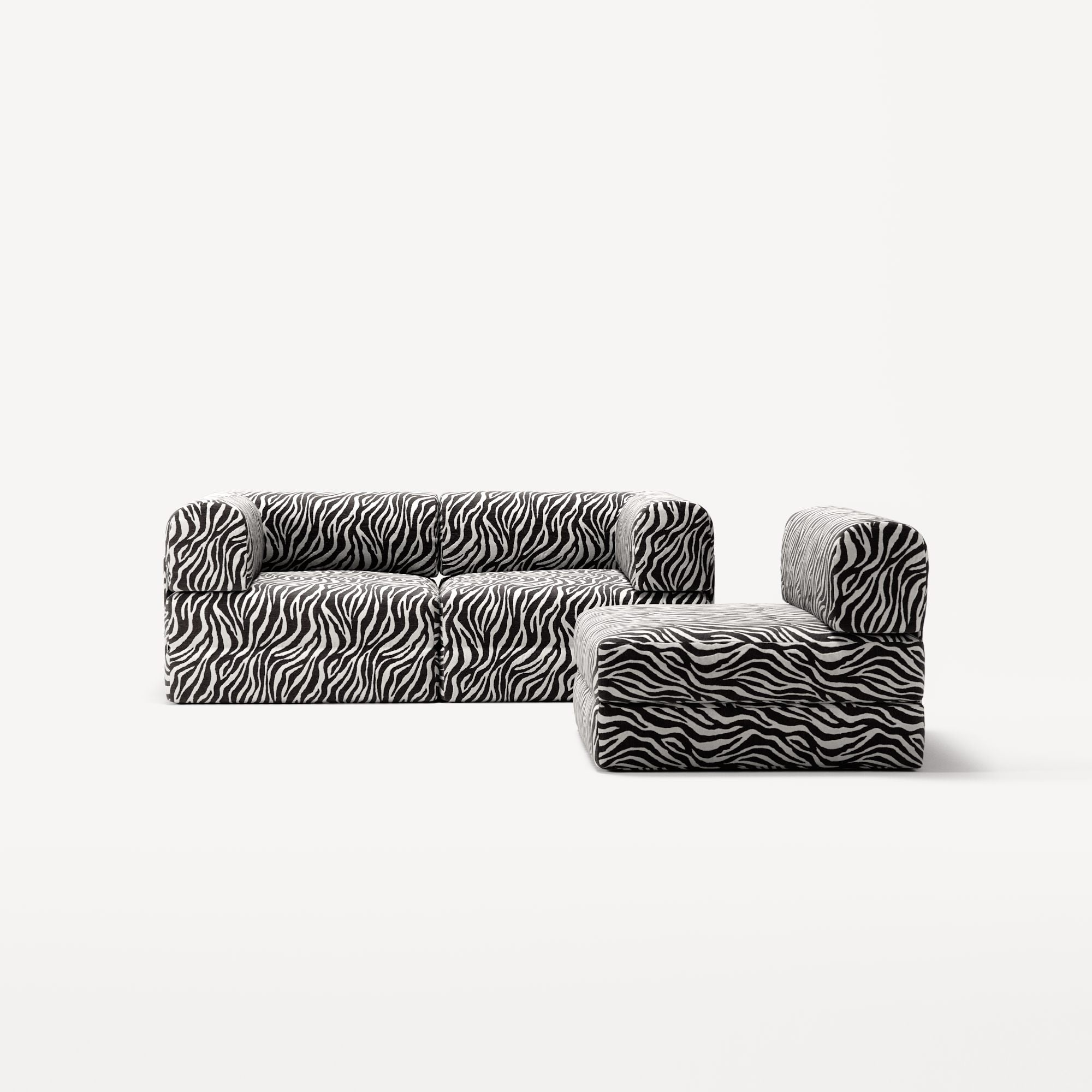 LUNA - 3 Seat - Chenille Jacquard Zebra Black White