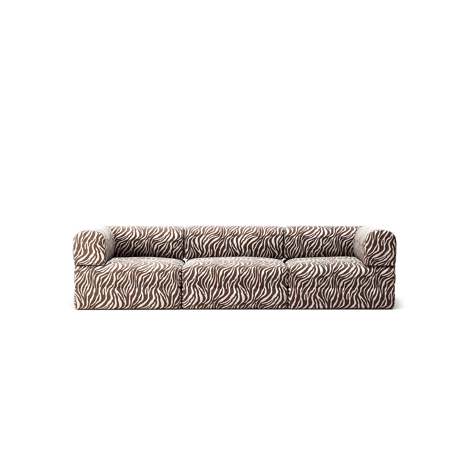 LUNA - 3 Seat - Chenille Jacquard Zebra Brown White