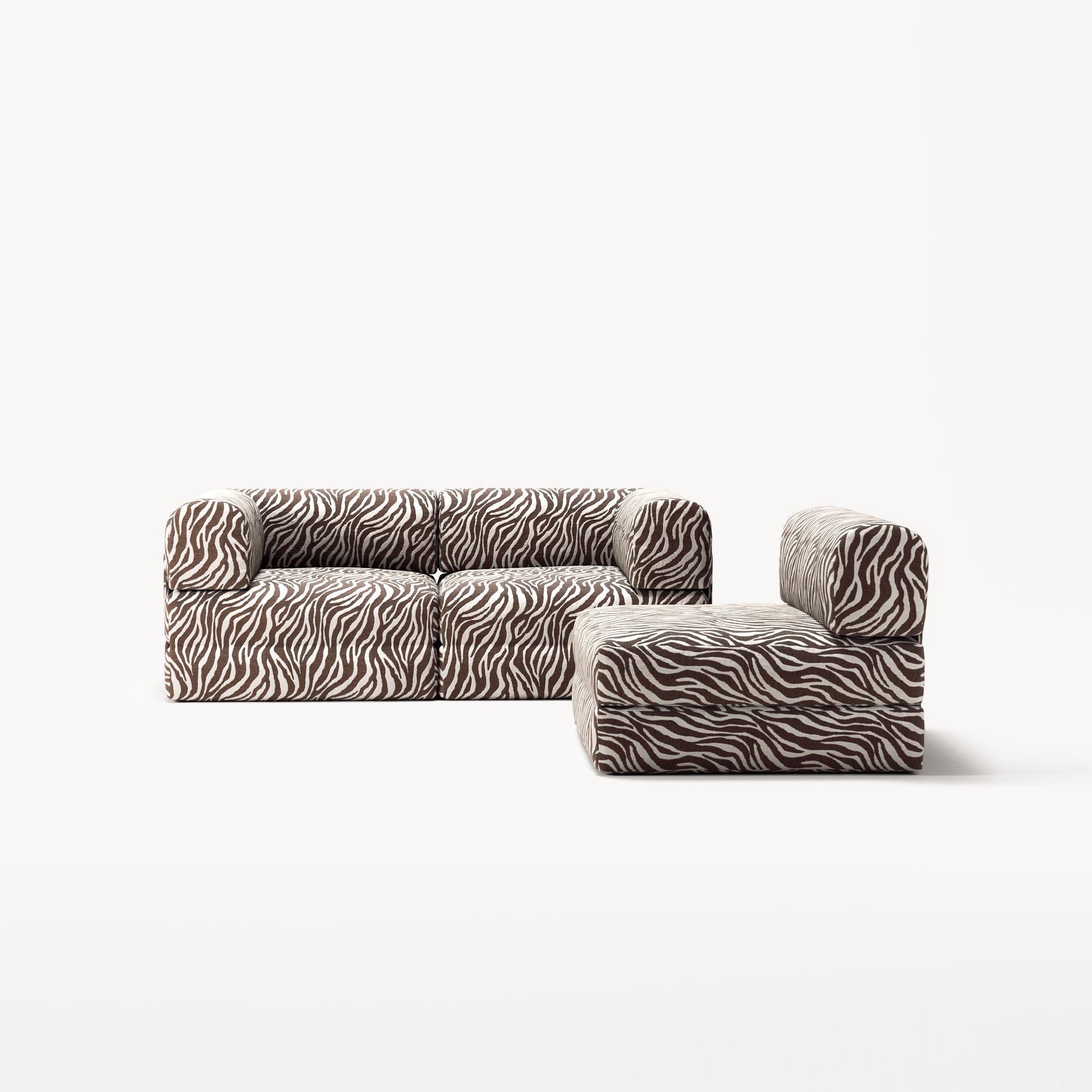 LUNA - 3 Seat - Chenille Jacquard Zebra Brown White