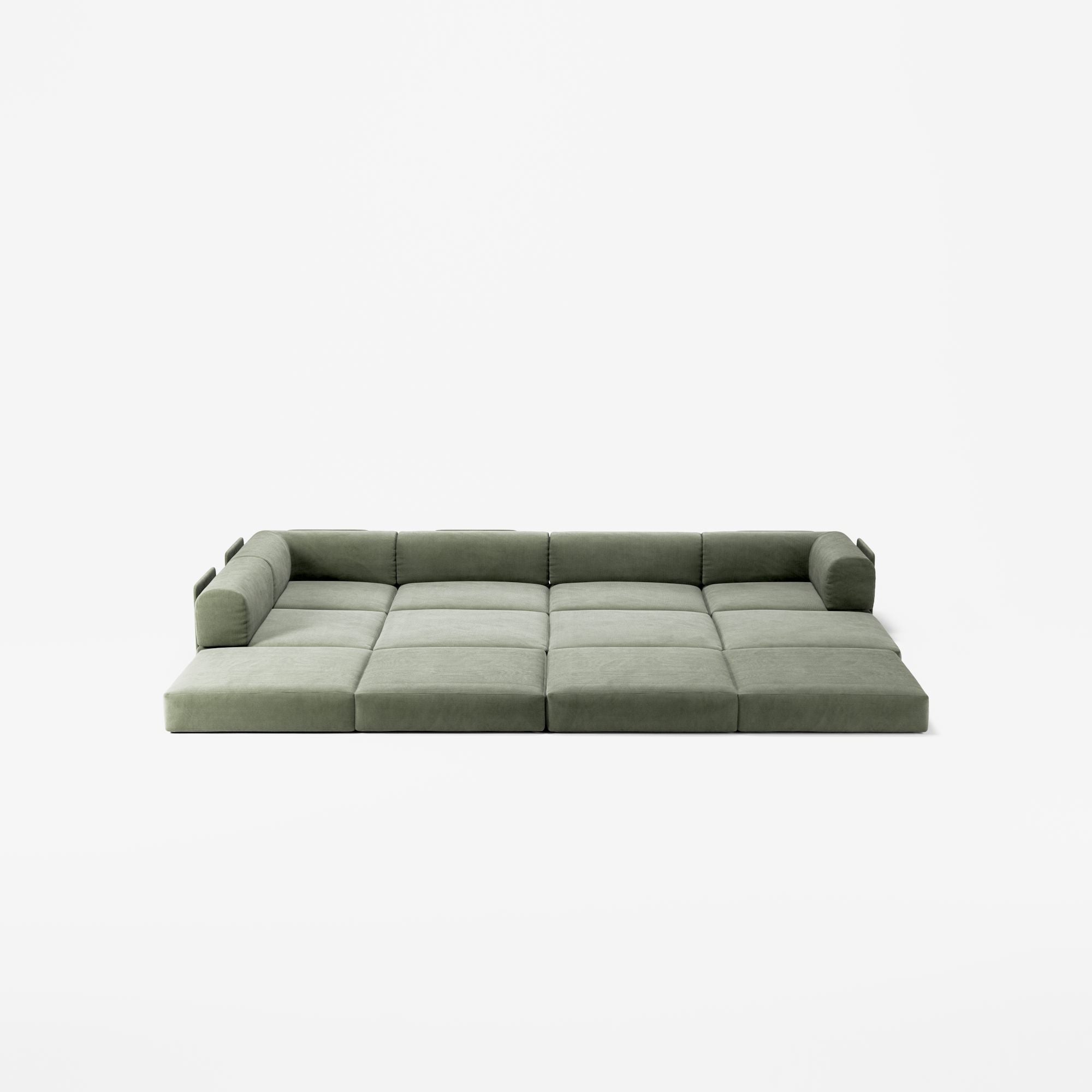 LUNA - 5 Seat corner with open end - Left - Corduroy Moss Green
