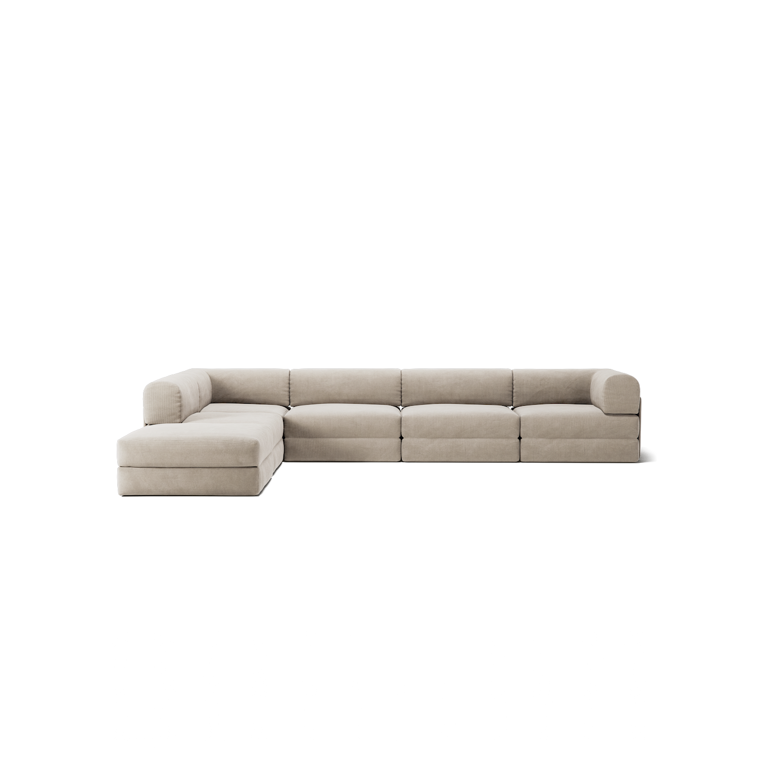 LUNA - 5 Seat corner with open end - Beige corduroy