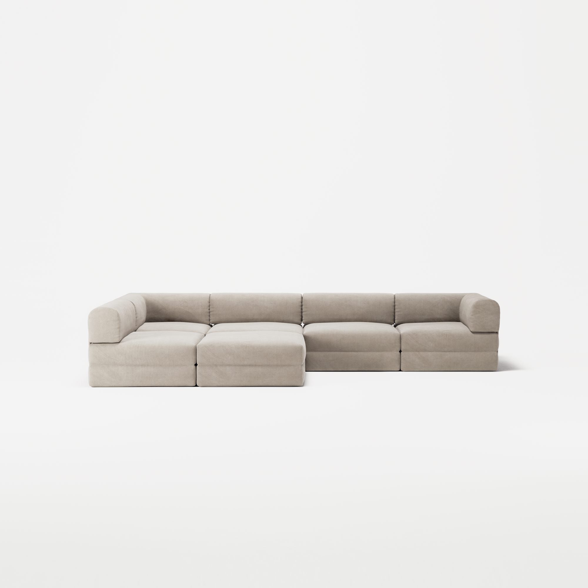 LUNA - 5 Seat corner with open end - Left - Corduroy Pale Beige