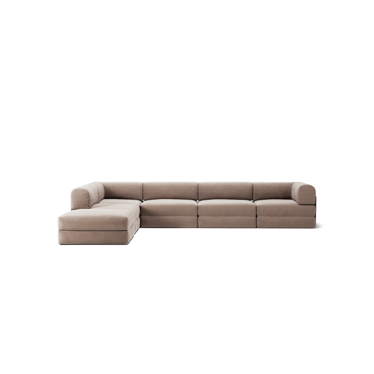 LUNA - 5 Seat corner with open end - Taupe corduroy