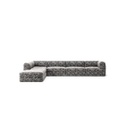 LUNA - 5 Seat corner with open end - Left - Chenille Jacquard Zebra Black White