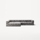 LUNA - 5 Seat corner with open end - Left - Chenille Jacquard Zebra Black White