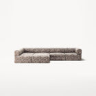 LUNA - 5 Seat corner with open end - Left - Chenille Jacquard Zebra Brown White