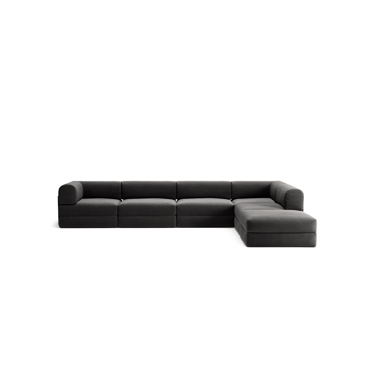 LUNA - 5 Seat corner with open end - Right - Corduroy Charcoal