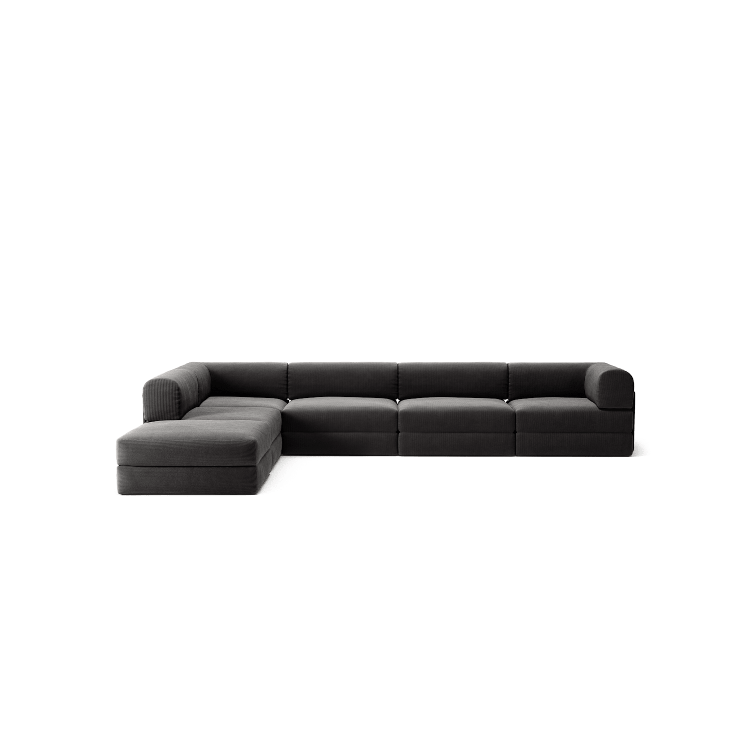 LUNA - 5 Seat corner with open end - Left - Corduroy Charcoal