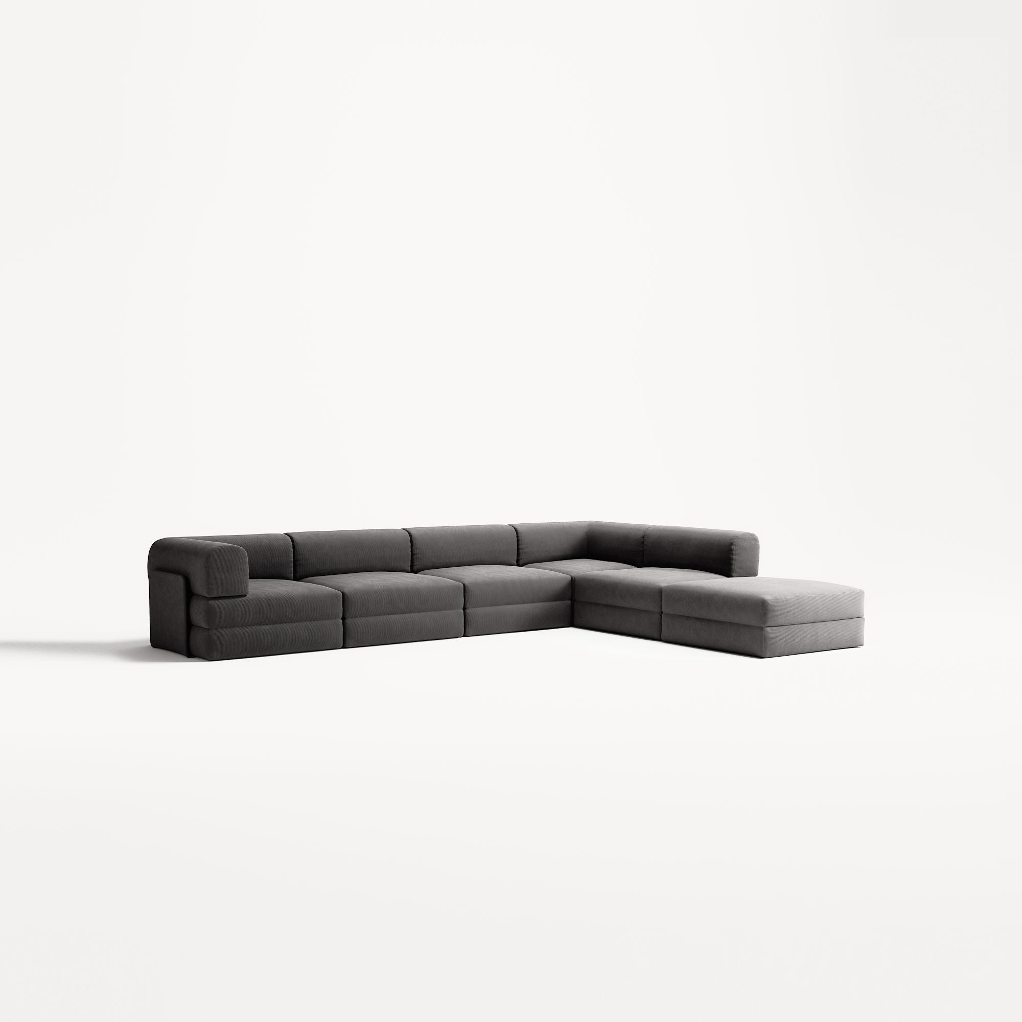 LUNA - 5 Seat corner with open end - Right - Corduroy Charcoal