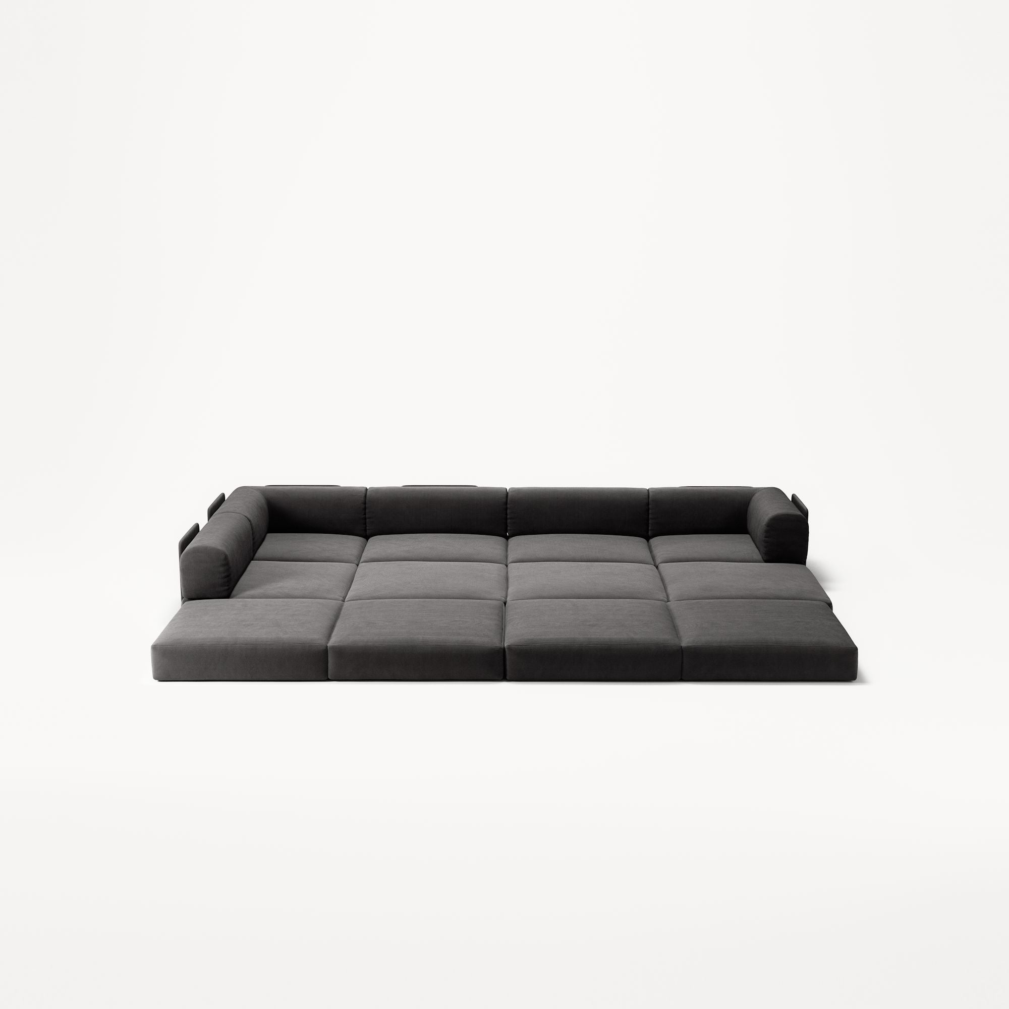 LUNA - 5 Seat corner with open end - Left - Corduroy Charcoal