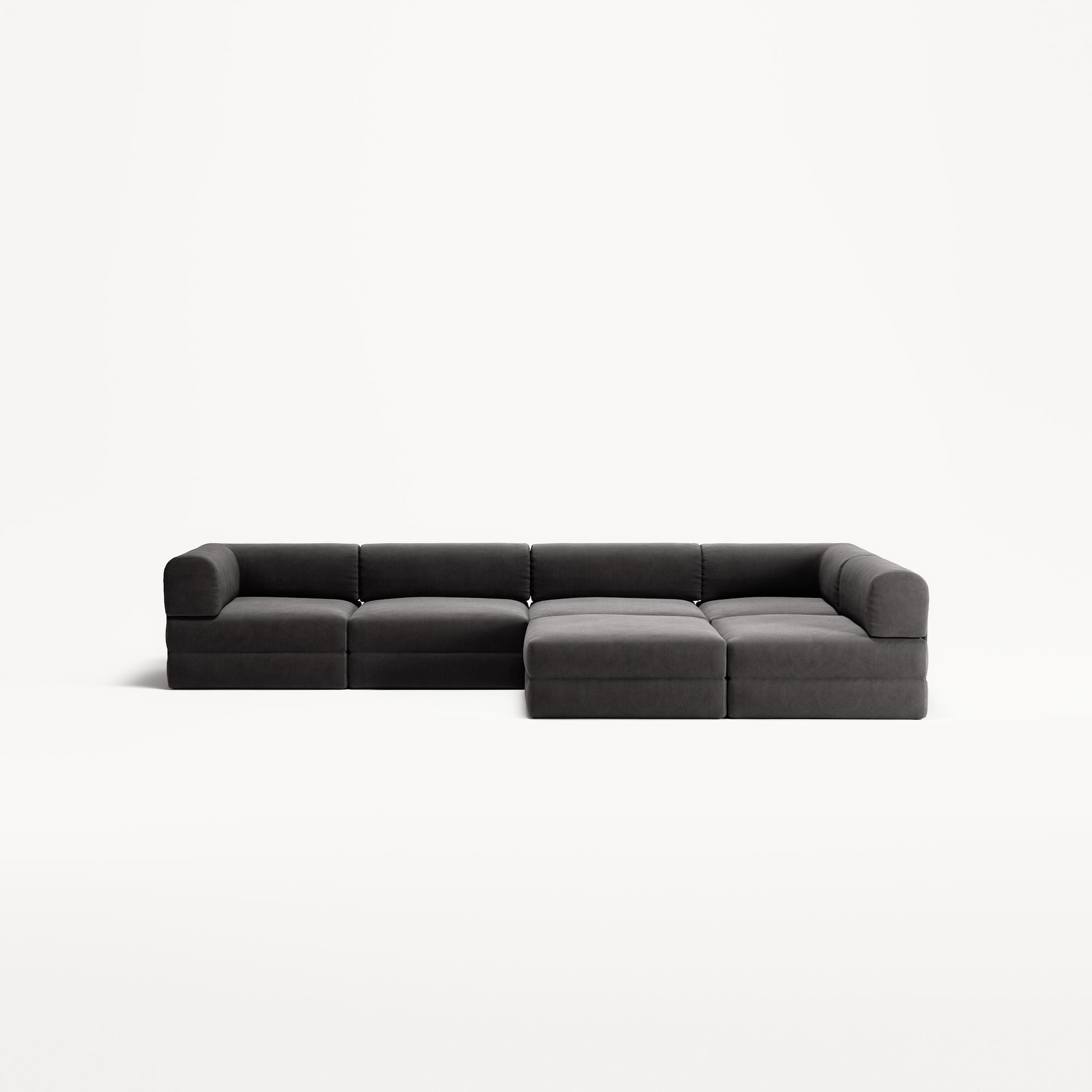 LUNA - 5 Seat corner with open end - Right - Corduroy Charcoal