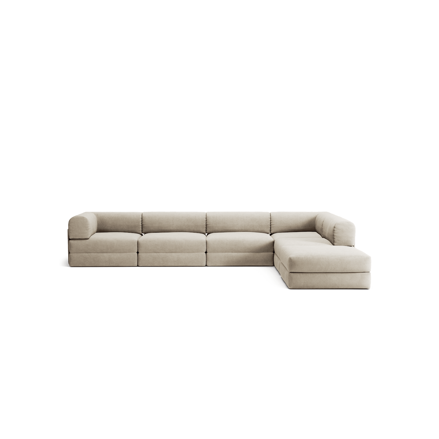 LUNA - 5 Seat corner with open end - Right - Corduroy Off-White