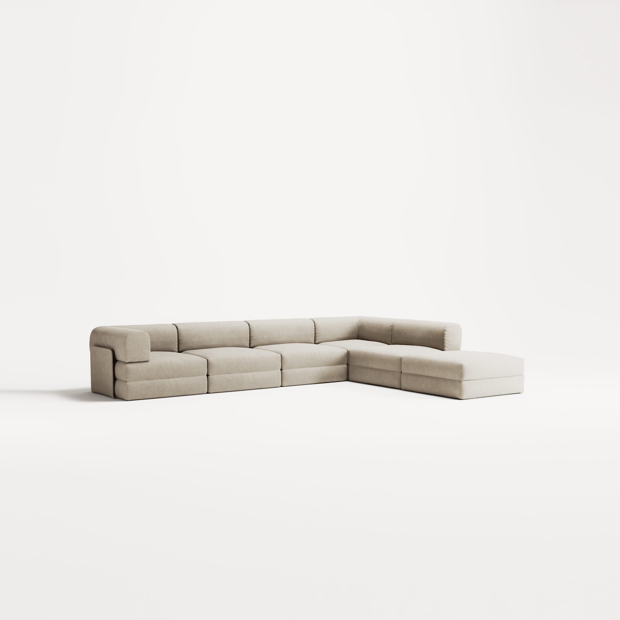 LUNA - 5 Seat corner with open end - Right - Corduroy Off-White