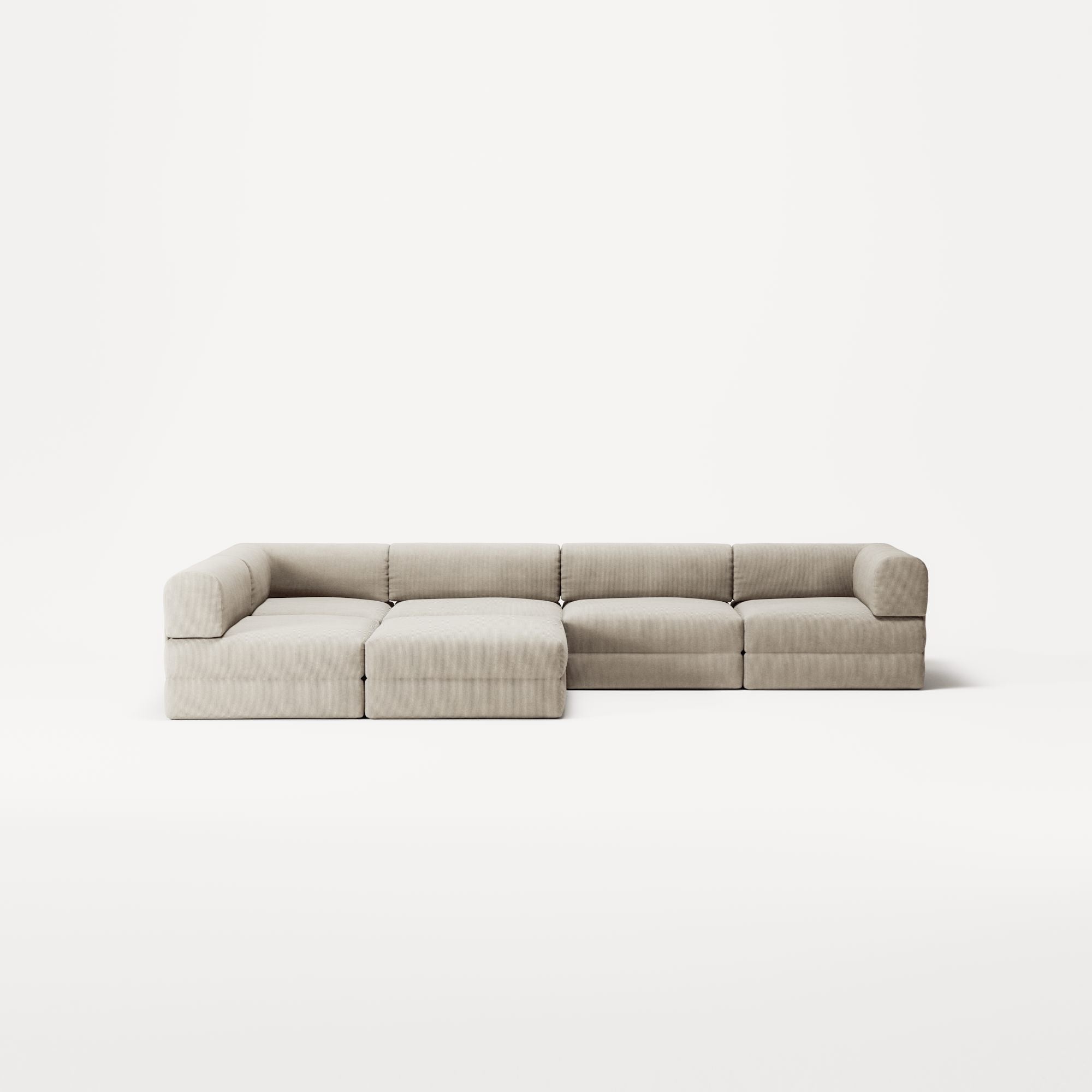 LUNA - 5 Seat corner with open end - Left - Corduroy Off-White