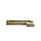 LUNA - 5 Seat corner with open end - Right - Corduroy Lime