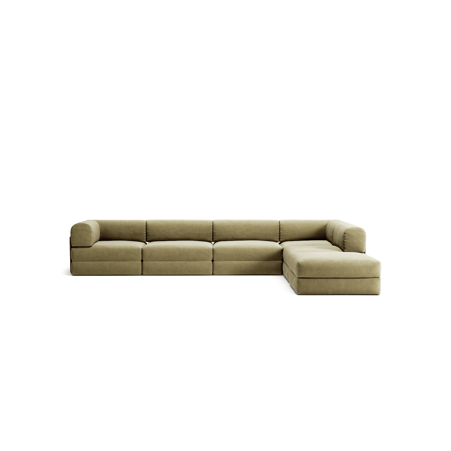 LUNA - 5 Seat corner with open end - Right - Corduroy Lime