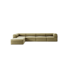 LUNA - 5 Seat corner with open end - Left - Corduroy Lime