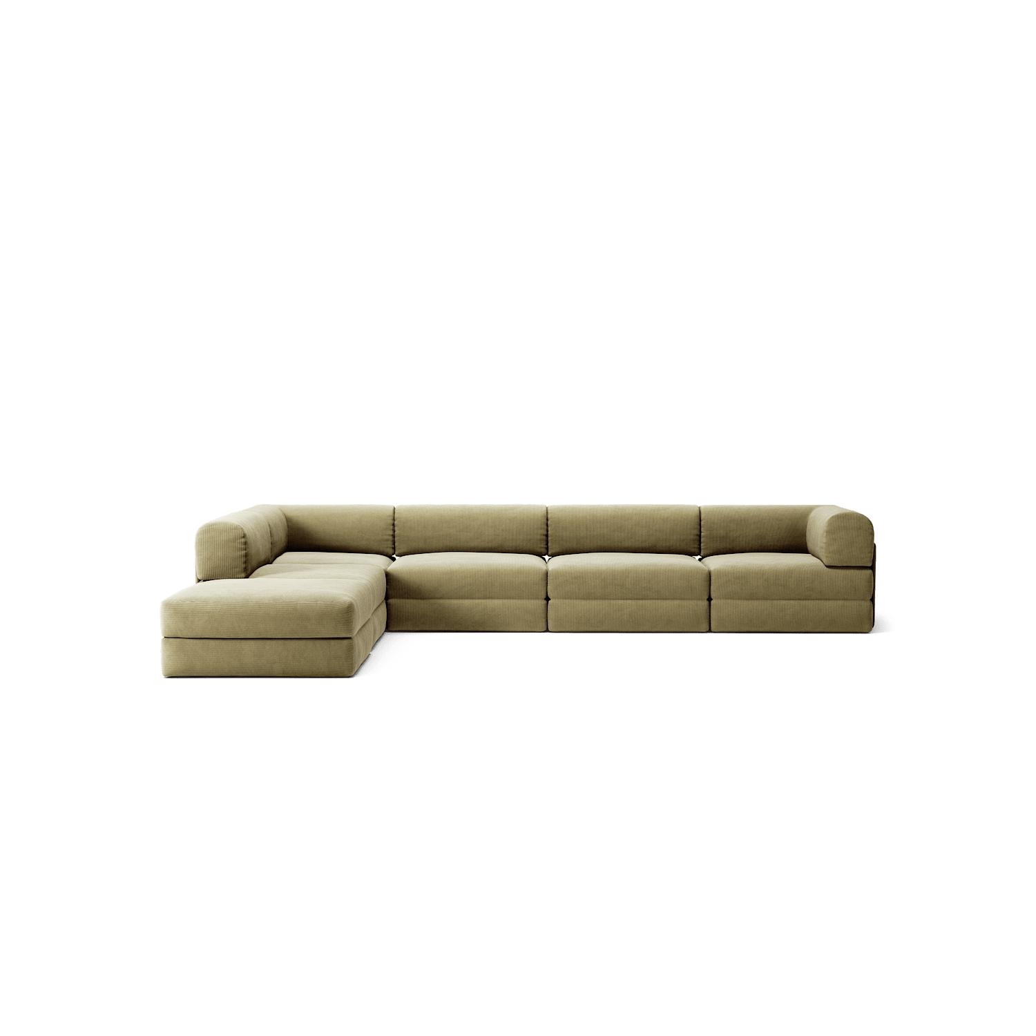 LUNA - 5 Seat corner with open end - Left - Corduroy Lime