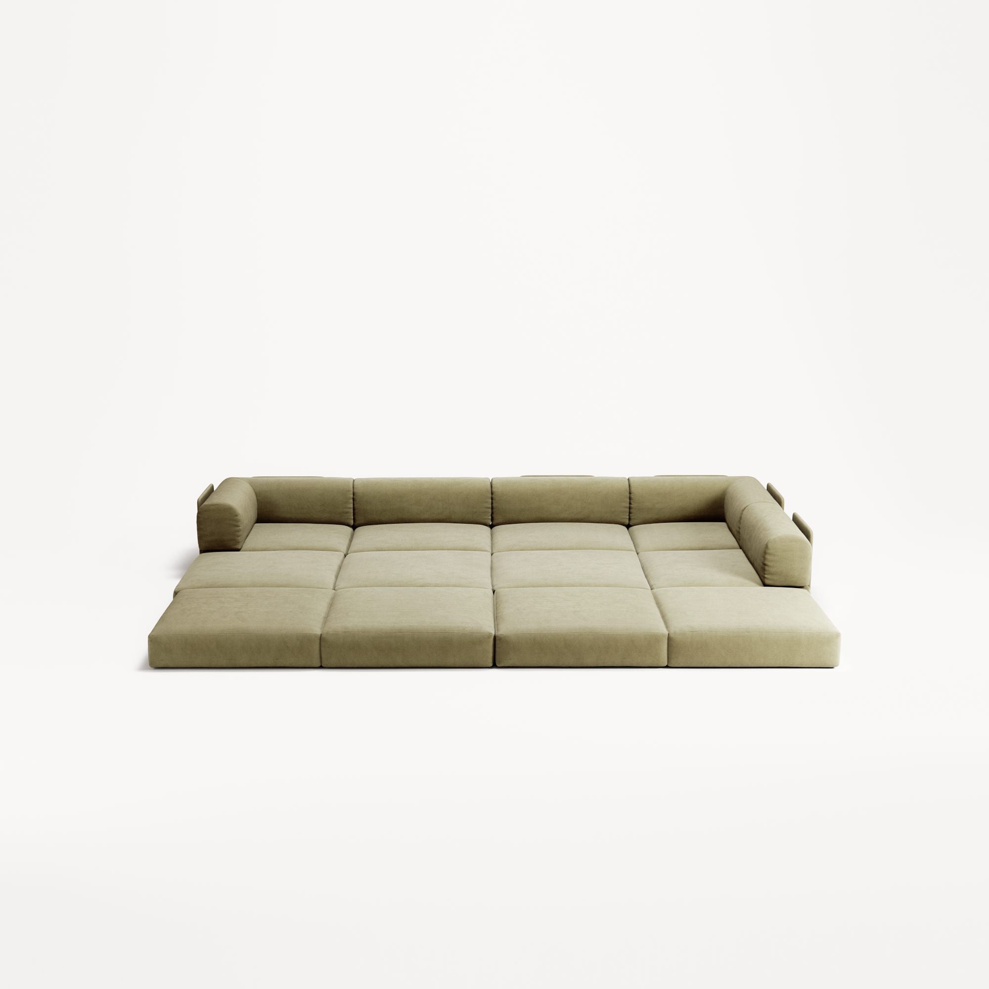 LUNA - 5 Seat corner with open end - Right - Corduroy Lime