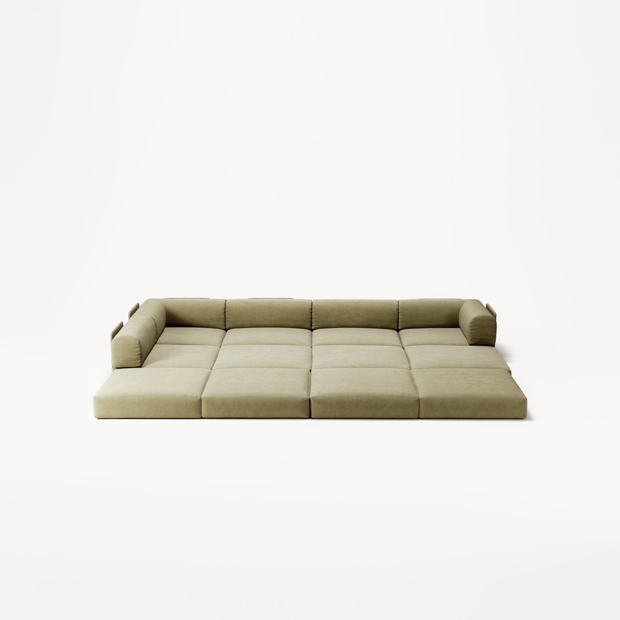 LUNA - 5 Seat corner with open end - Left - Corduroy Lime