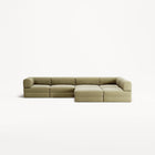 LUNA - 5 Seat corner with open end - Right - Corduroy Lime