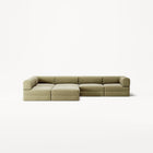 LUNA - 5 Seat corner with open end - Left - Corduroy Lime
