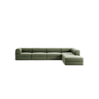 LUNA - 5 Seat corner with open end - Right - Corduroy Moss Green