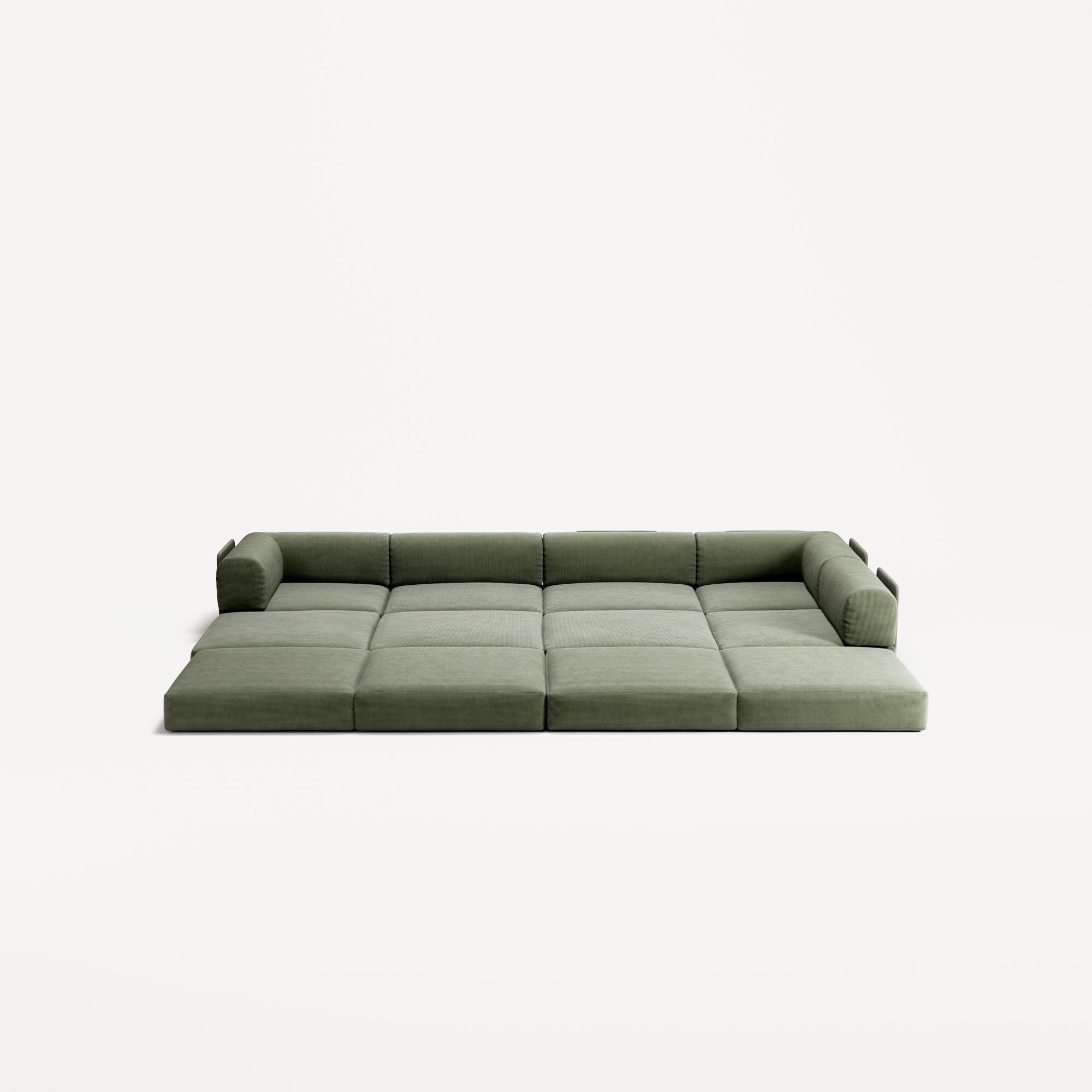 LUNA - 5 Seat corner with open end - Right - Corduroy Moss Green