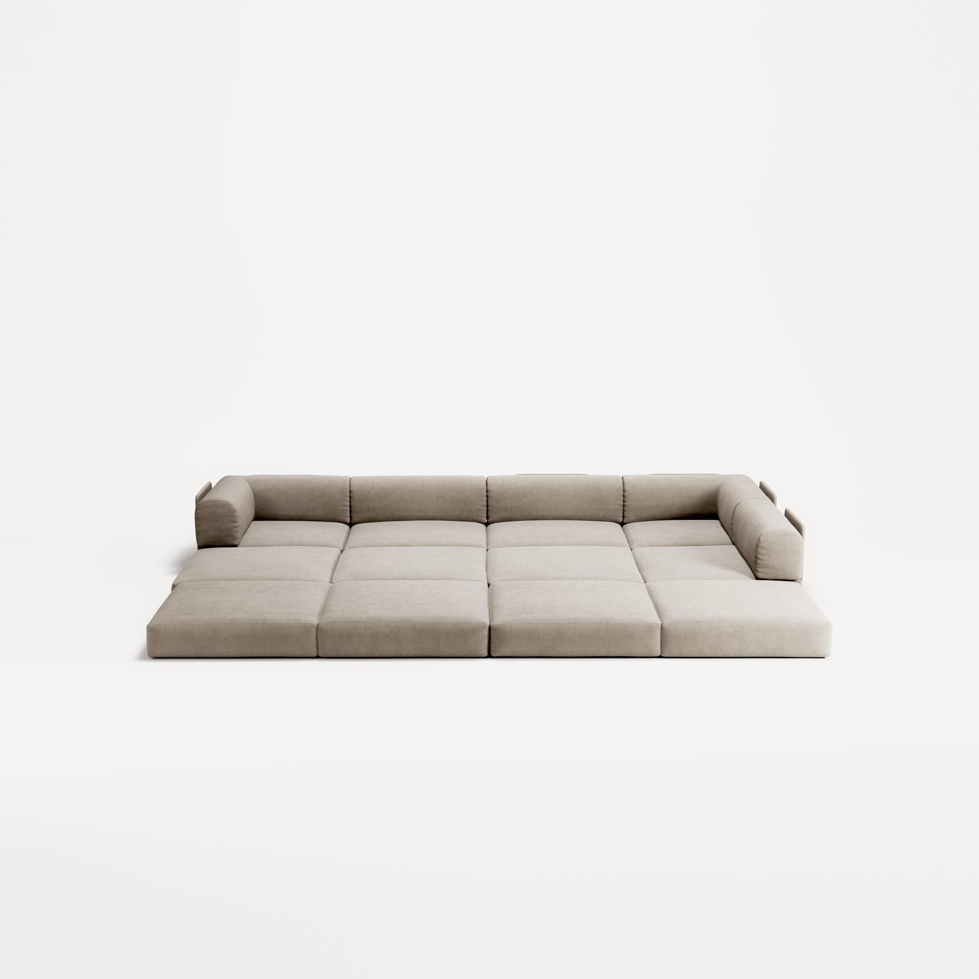 LUNA - 5 Seat corner with open end - Right - Corduroy Pale Beige