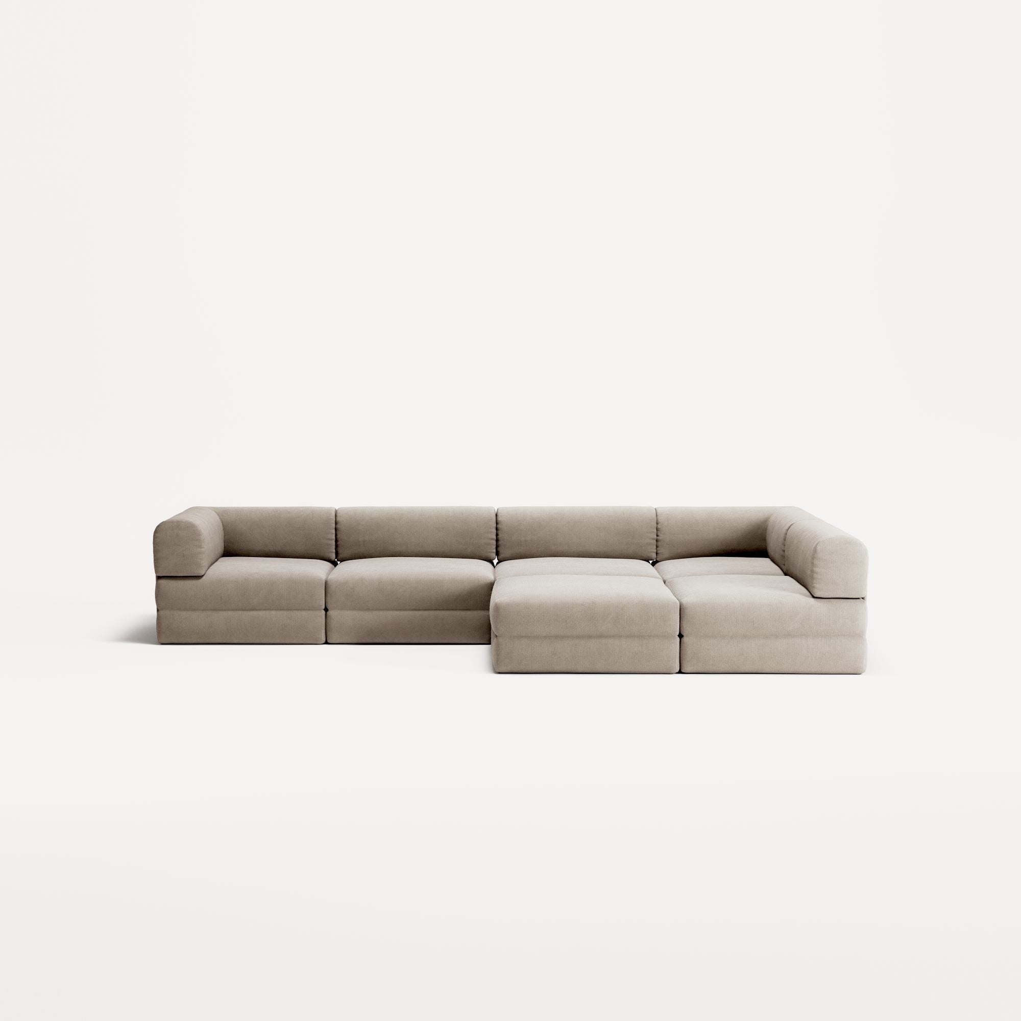 LUNA - 5 Seat corner with open end - Right - Corduroy Pale Beige