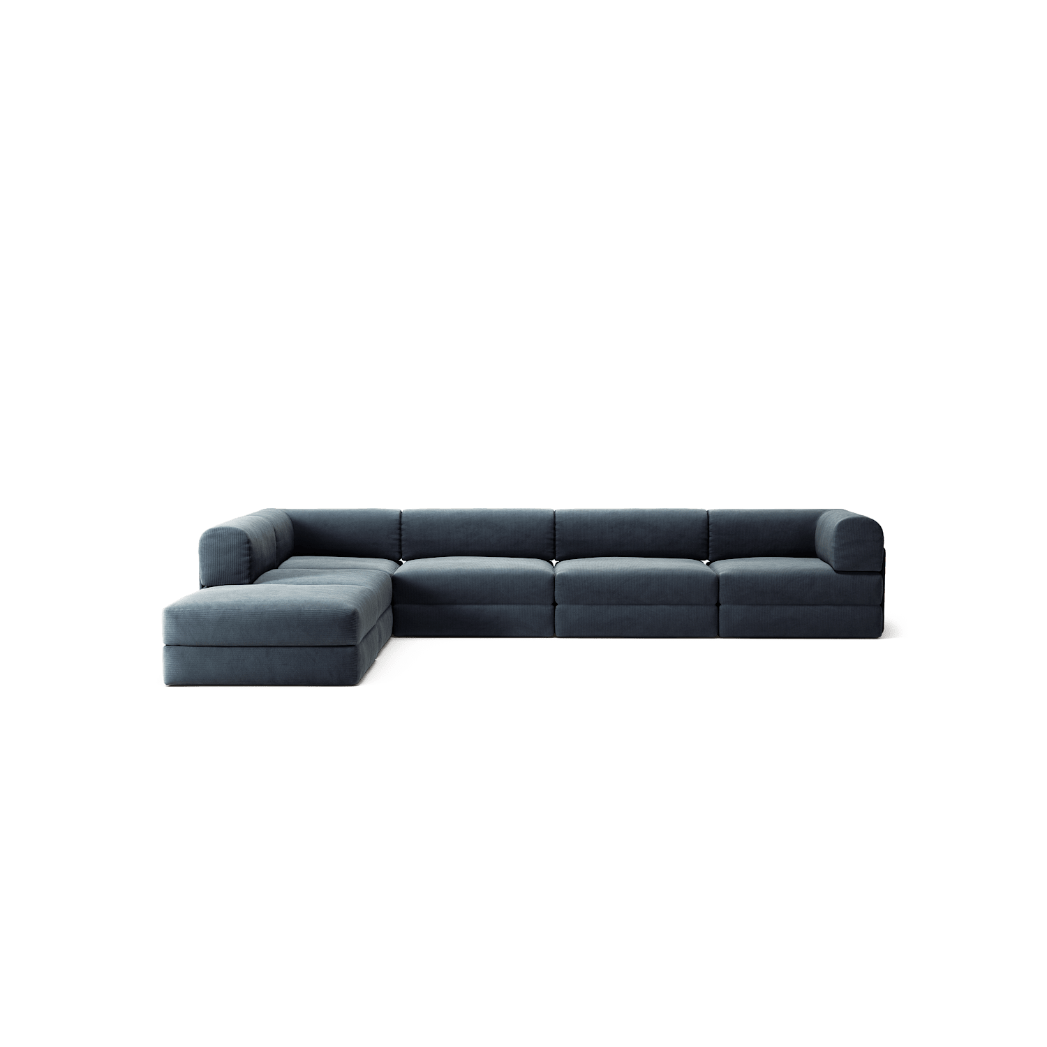 LUNA - 5 Seat corner with open end - Left - Corduroy Dark Blue