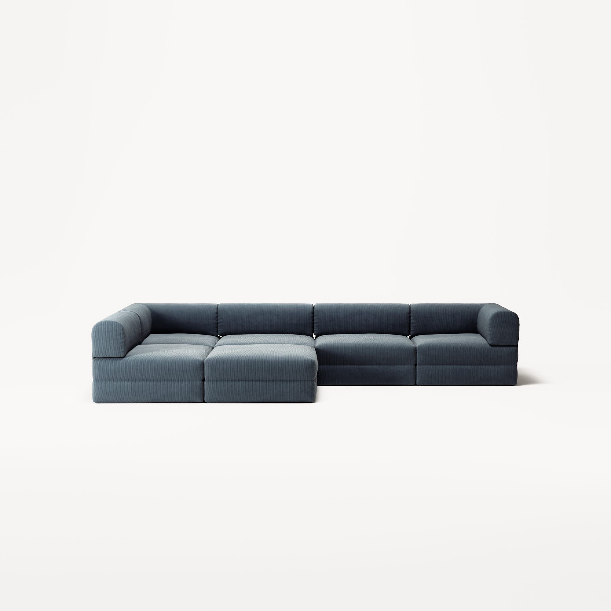 LUNA - 5 Seat corner with open end - Left - Corduroy Dark Blue