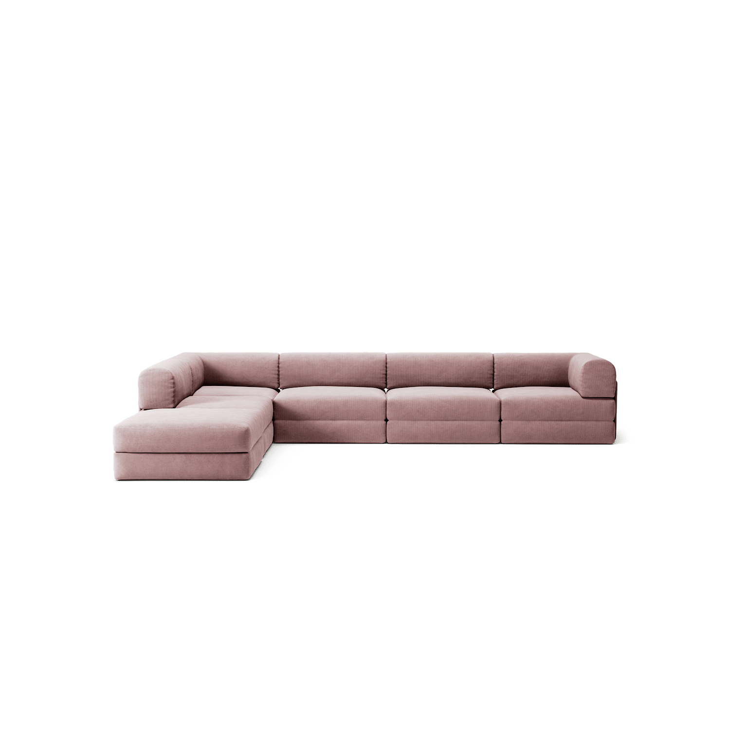 LUNA - 5 Seat corner with open end - Left - Corduroy Soft Pink