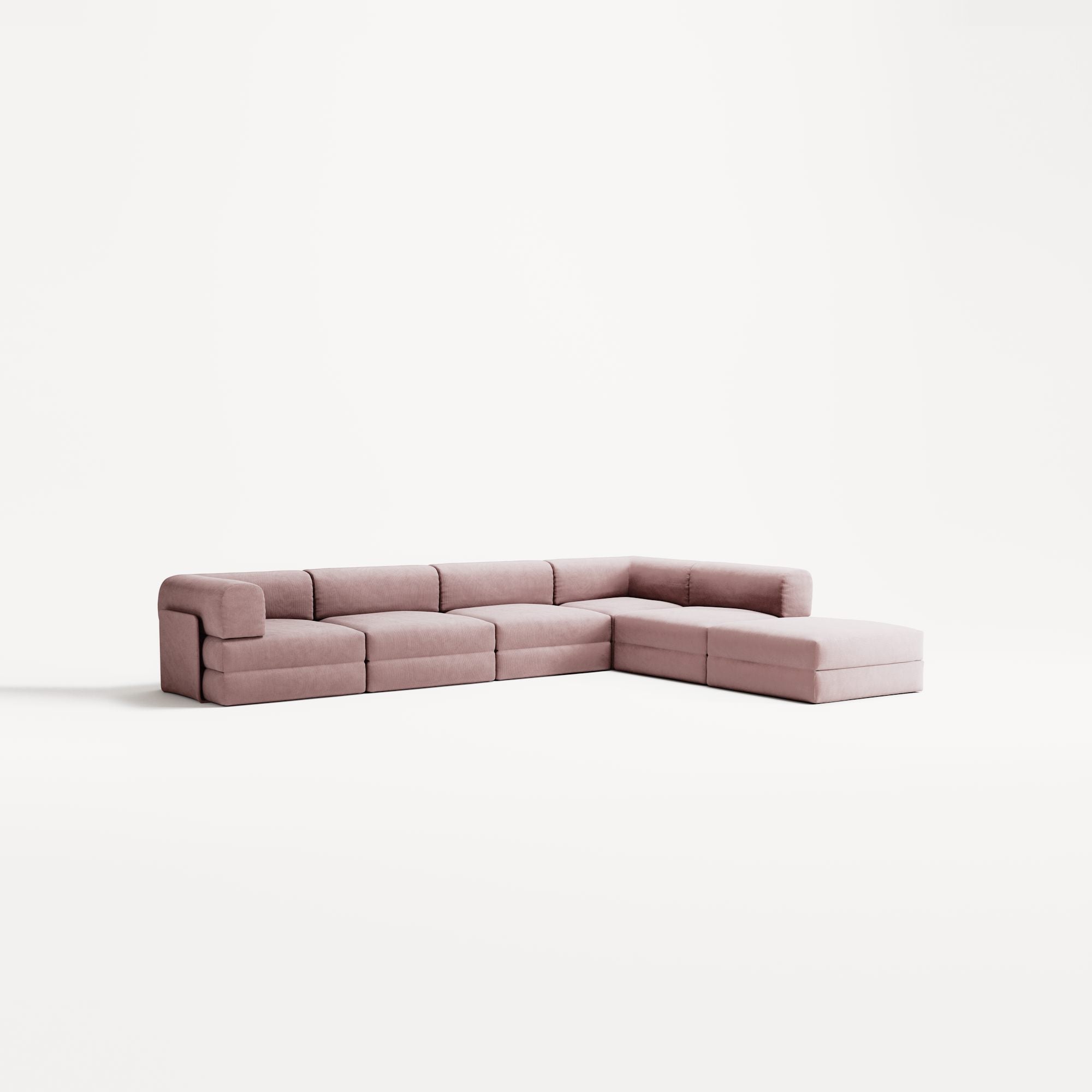 LUNA - 5 Seat corner with open end - Right - Corduroy Soft Pink